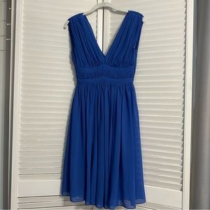Reiss Saffron Grecian Dress | Royal Blue V Neck Flowy Cocktail Dress